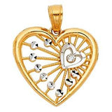 14k Two Tone Gold 18mm Heart Assorted Pendant
