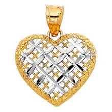 Load image into Gallery viewer, 14k Two Tone Gold 18mm Heart Assorted Pendant