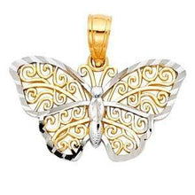 Load image into Gallery viewer, 14K Gold Two Tone 20mm Butterfly Pendant - silverdepot