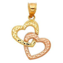 Load image into Gallery viewer, 14k Two Tone Gold 18mm Double Heart Assorted Pendant