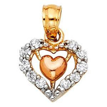 Load image into Gallery viewer, 14k Two Tone Gold 10mm CZ Heart Assorted Pendant