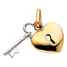 Load image into Gallery viewer, 14K Two Tone 20mm Key to My Heart Pendant