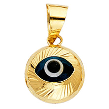 Load image into Gallery viewer, 14K Yellow Gold 10mm Evil Eye Fluted Pendant