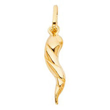Load image into Gallery viewer, 14K Yellow Gold 8mm Twisted Cornicello Italian Horn Pendant