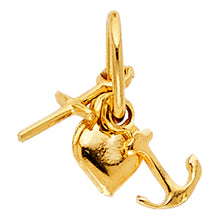 Load image into Gallery viewer, 14K Yellow Gold 10mm Faith Hope and Charity Pendant