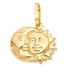 Load image into Gallery viewer, 14K Yellow Gold 15mm Sun &amp; Moon Pendant