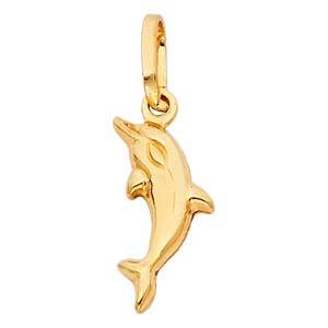 14K Yellow Gold 10mm Dolphin Pendant