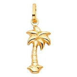 14K Yellow Gold 10mm Palm Tree Pendant