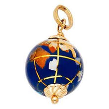 Load image into Gallery viewer, 14K Yellow Gold 13mm Earth Globe Enamel Pendant