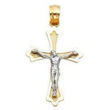 Load image into Gallery viewer, 14K Gold 15mm Two Tone Jesus Crucifix Cross Religious Pendant - silverdepot