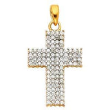 14k Yellow Gold 15mm CZ Cross Religious Crucifix Pendant