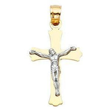 Load image into Gallery viewer, 14K Gold 14mm Two Tone Jesus Crucifix Cross Religious Pendant - silverdepot