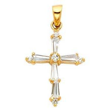 Load image into Gallery viewer, 14k Yellow Gold 15mm Cross CZ Religious Pendant