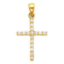 Load image into Gallery viewer, 14k Yellow Gold 12mm Cross CZ Religious Pendant