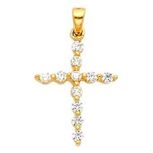 Load image into Gallery viewer, 14k White Gold 14mm Cross CZ Religious Crucifix Pendant