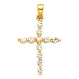14k White Gold 14mm Cross CZ Religious Crucifix Pendant