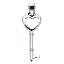 Load image into Gallery viewer, 14K White Gold 10mm Key To My Heart Pendant