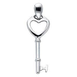 14K White Gold 10mm Key To My Heart Pendant