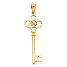 Load image into Gallery viewer, 14K Yellow Gold 10mm Key CZ Pendant