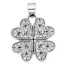 Load image into Gallery viewer, 14K White Gold 15mm Four Hearts CZ Pendant