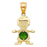 14k Yellow Gold 12mm May Birthstone CZ Boy Pendant