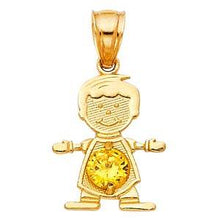 Load image into Gallery viewer, 14k Yellow Gold 12mm November Birthstone CZ Boy Pendant