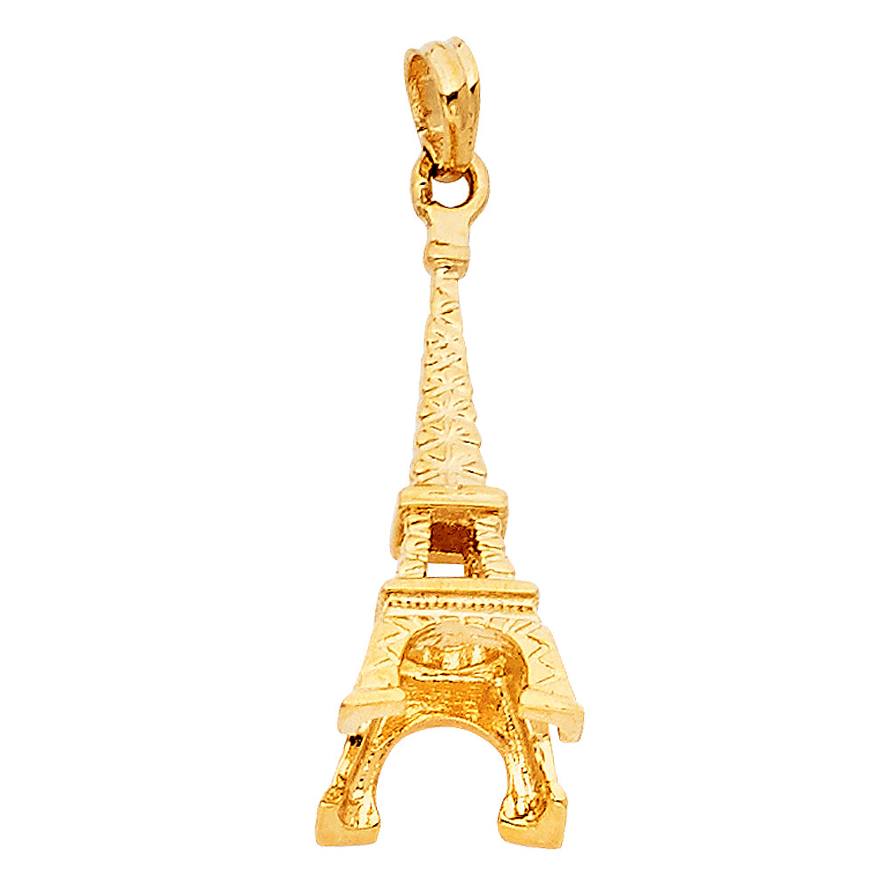 14K Yellow Gold 10mm Paris Eiffel Tower Pendant