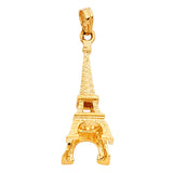 14K Yellow Gold 10mm Paris Eiffel Tower Pendant