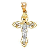 14K Gold 15mm Jesus Crucifix Cross Religious Pendant