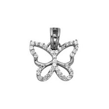 Load image into Gallery viewer, 14K White Gold 14mm CZ Butterfly Pendant