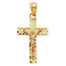 Load image into Gallery viewer, 14K Gold 13mm Two Tone Jesus Crucifix Cross Religious Pendant - silverdepot