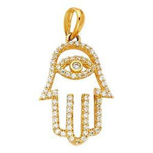 Load image into Gallery viewer, 14K Yellow Gold 13mm Evil Eye CZ Pendant