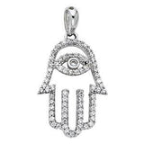 14K White Gold 13mm Evil Eye CZ Pendant