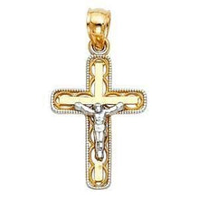 Load image into Gallery viewer, 14K Gold 13mm Two Tone Jesus Crucifix Cross Religious Pendant - silverdepot