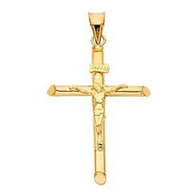 Load image into Gallery viewer, 14K Yellow Gold 23mm Religious Cross Crucifix Pendant