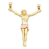 14K Two Tone 48mm Jesus Body Crucifix Cross Religious Pendant