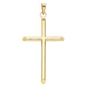 14K Yellow Gold 31mm Cross Religious Pendant