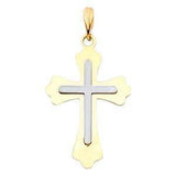 14K Gold 15mm Two Tone Cross Religious Pendant