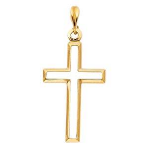 14K Yellow Gold 14mm Opening Cross Religious Pendant