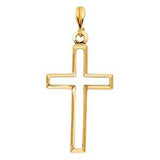 14K Yellow Gold 14mm Opening Cross Religious Pendant
