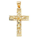 14K Yellow Gold  28mm Religious Crucifix Pendant
