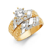 14K Two Tone Gold 6mm CZ Ladies Wedding Band