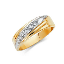 Load image into Gallery viewer, 14K Two Tone Gold 8mm CZ Men&#39;s Wedding Band