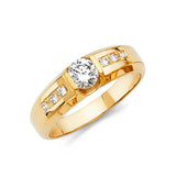 14K Yellow Gold Round 5mm CZ Men's Wedding Band
