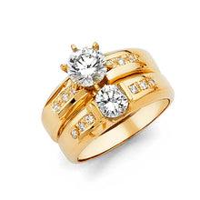 Load image into Gallery viewer, 14K Yellow Gold Round 4mm CZ Ladies Wedding Ring--Wedding Band And Engagement Ring are sold Separately