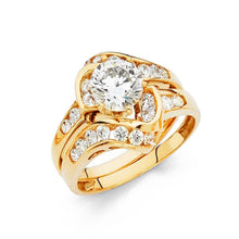 Load image into Gallery viewer, 14K Yellow Gold 5mm Clear CZ Duo Set Engagement Ring - silverdepot
