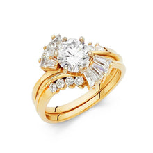 Load image into Gallery viewer, 14K Yellow Gold 3mm Clear CZ Duo Set Engagement Ring - silverdepot