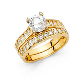 14K Yellow Gold Round 3mm CZ Wedding Ring--Wedding Band and Engagement Ring are sold Separately