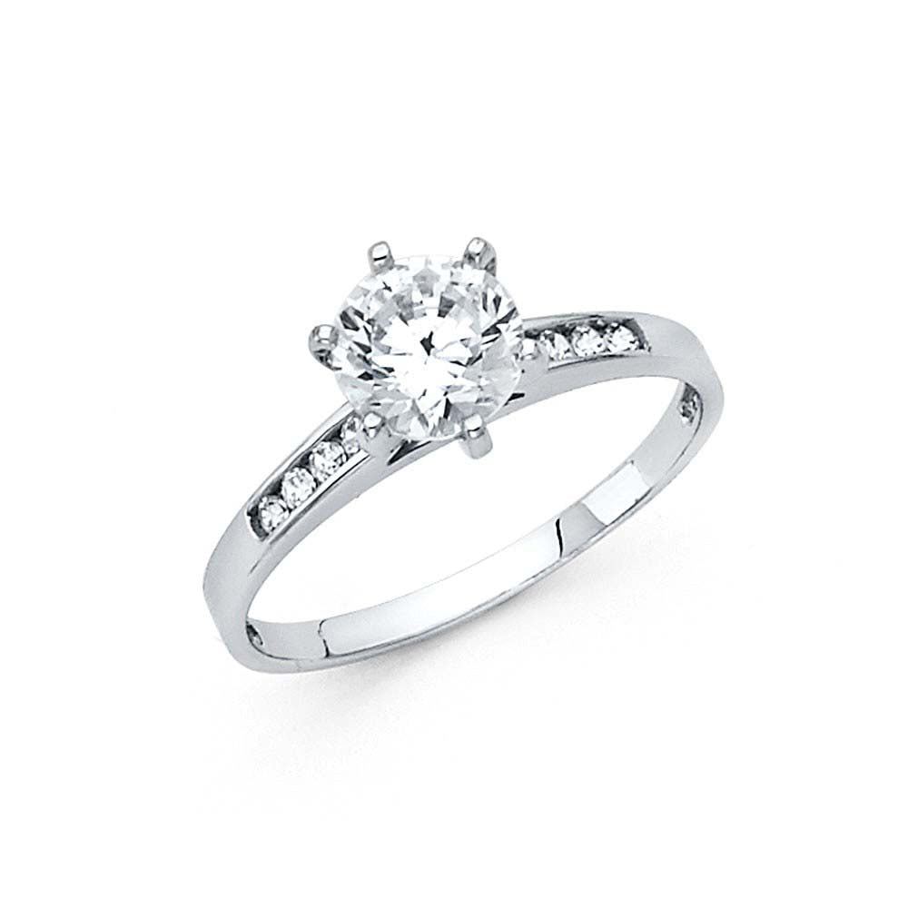 14K White Gold 1.5mm Round CZ Engagement Ring