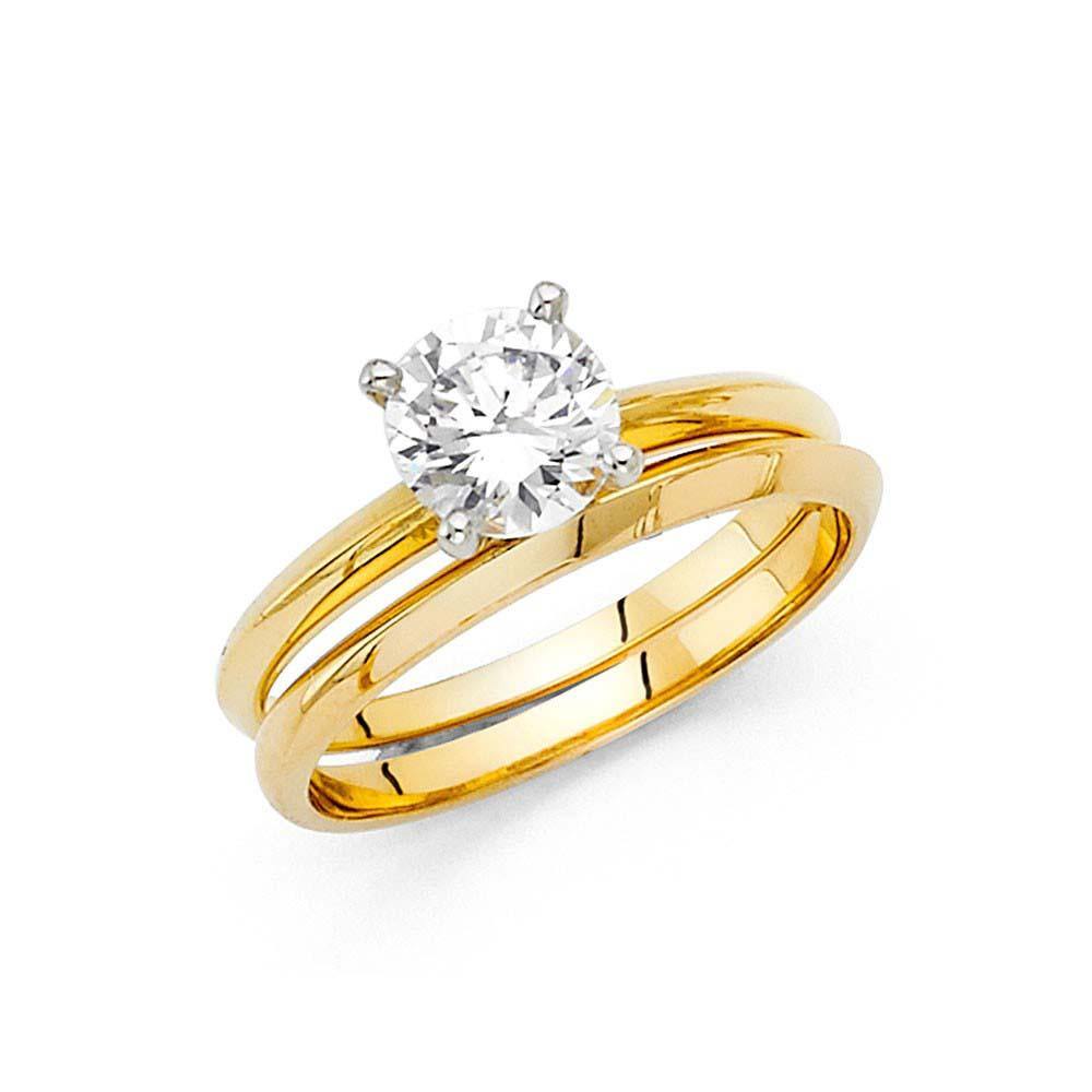 14K Yellow Gold Polished Clear CZ Engagement Ring - silverdepot